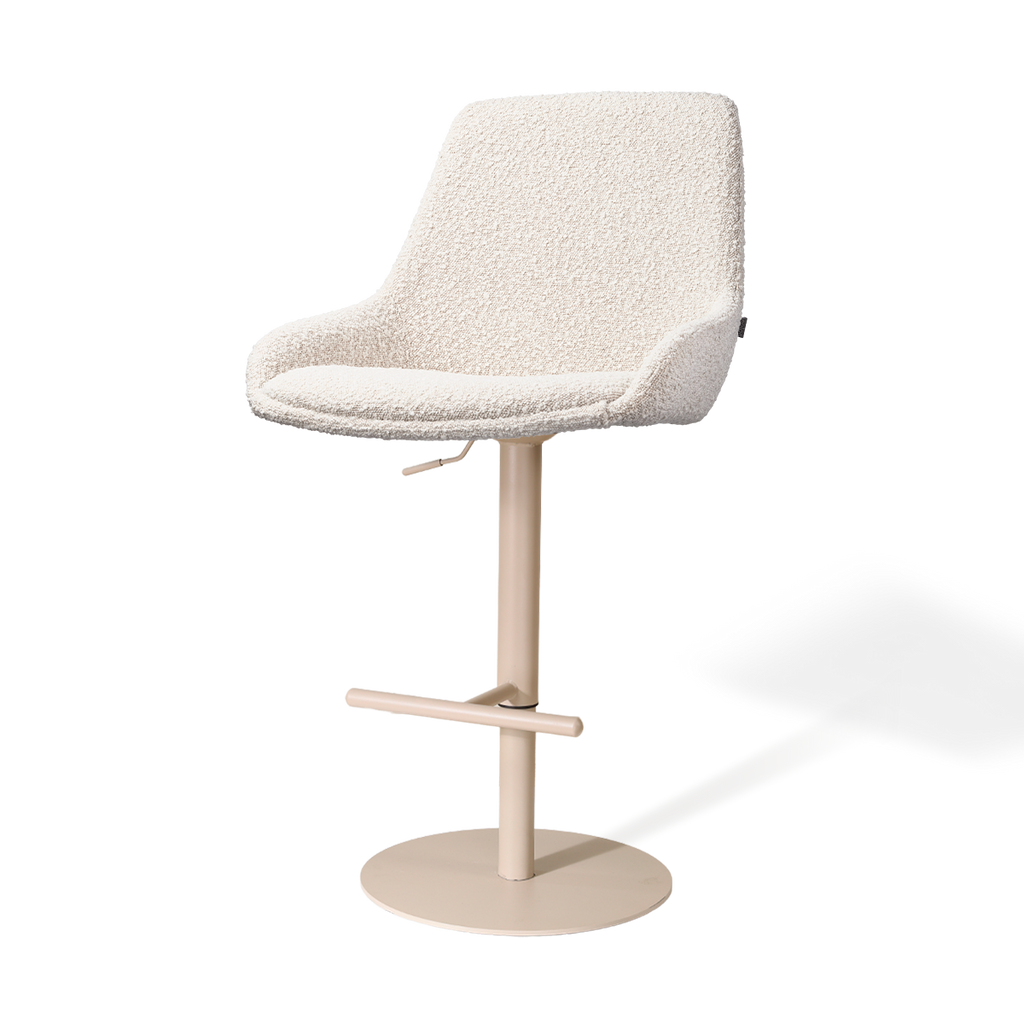 Niva-Isa draaibare tulp barkruk bouclé beige - verstelbaar - beige onderstel