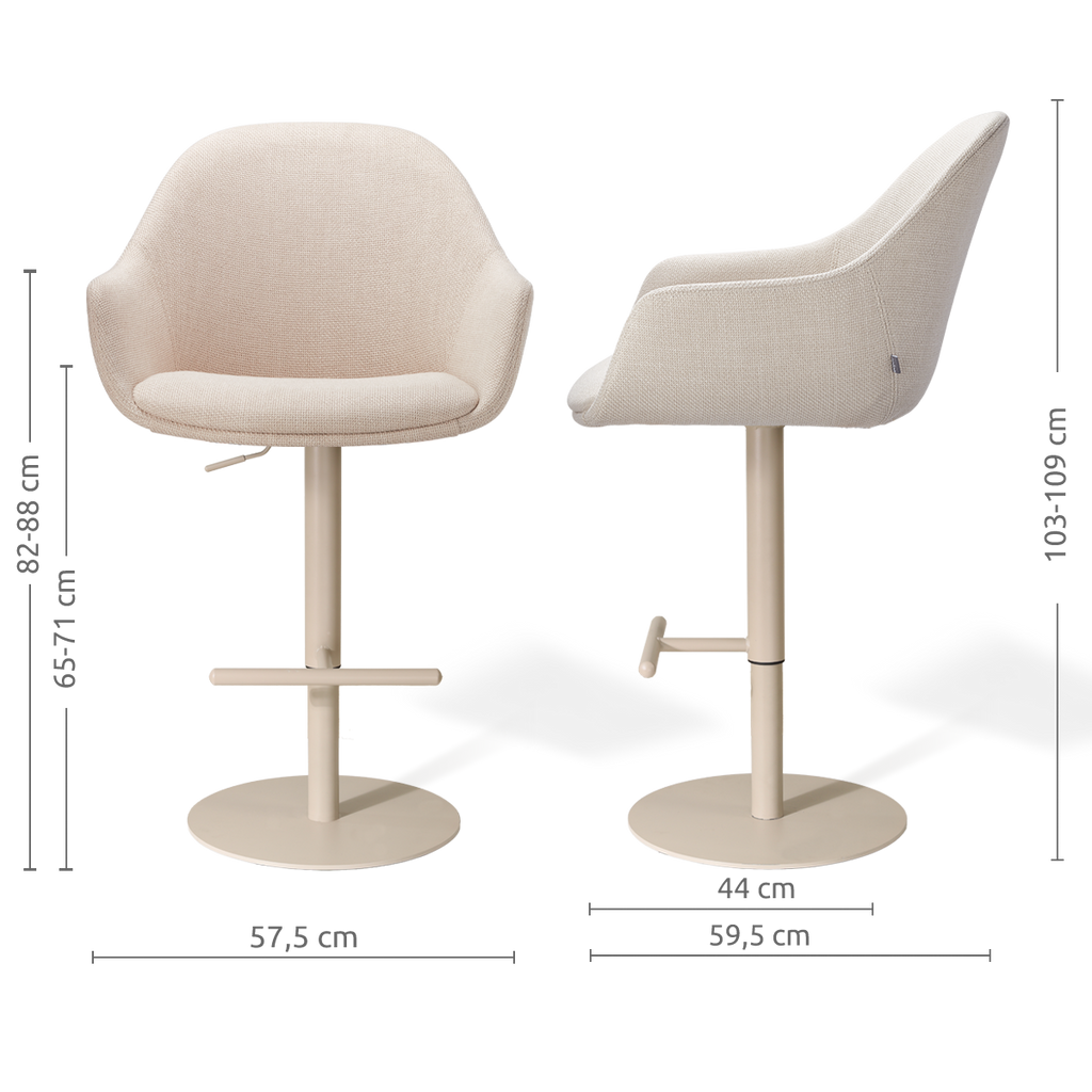 Niva-Mae draaibare tulp barkruk beige - verstelbaar - beige onderstel
