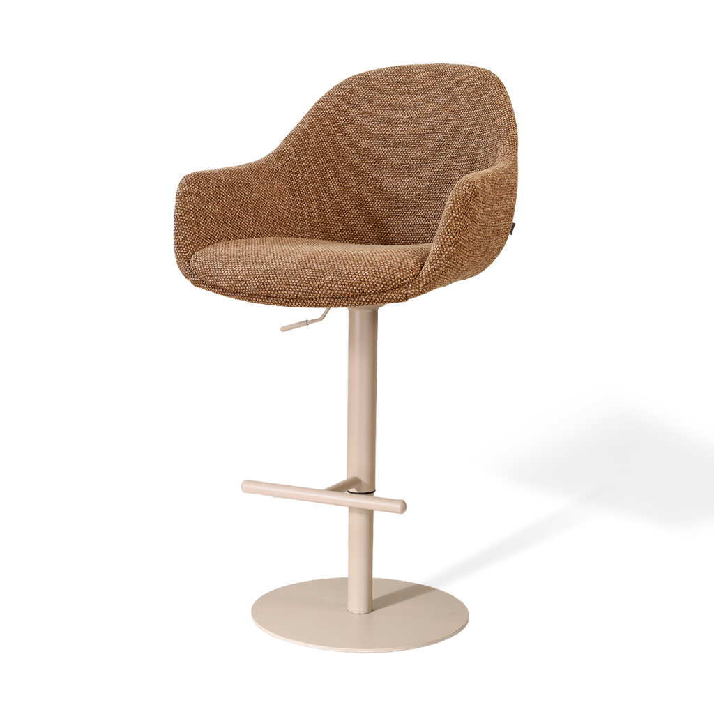Niva-Mae draaibare tulp barkruk bruin blend - verstelbaar - beige onderstel