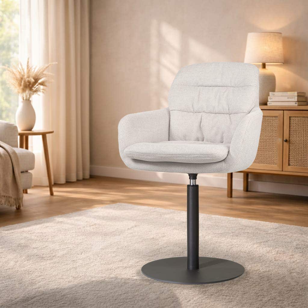 Niva-Mia draaibare tulp eetkamerstoel beige - mat zwart onderstel
