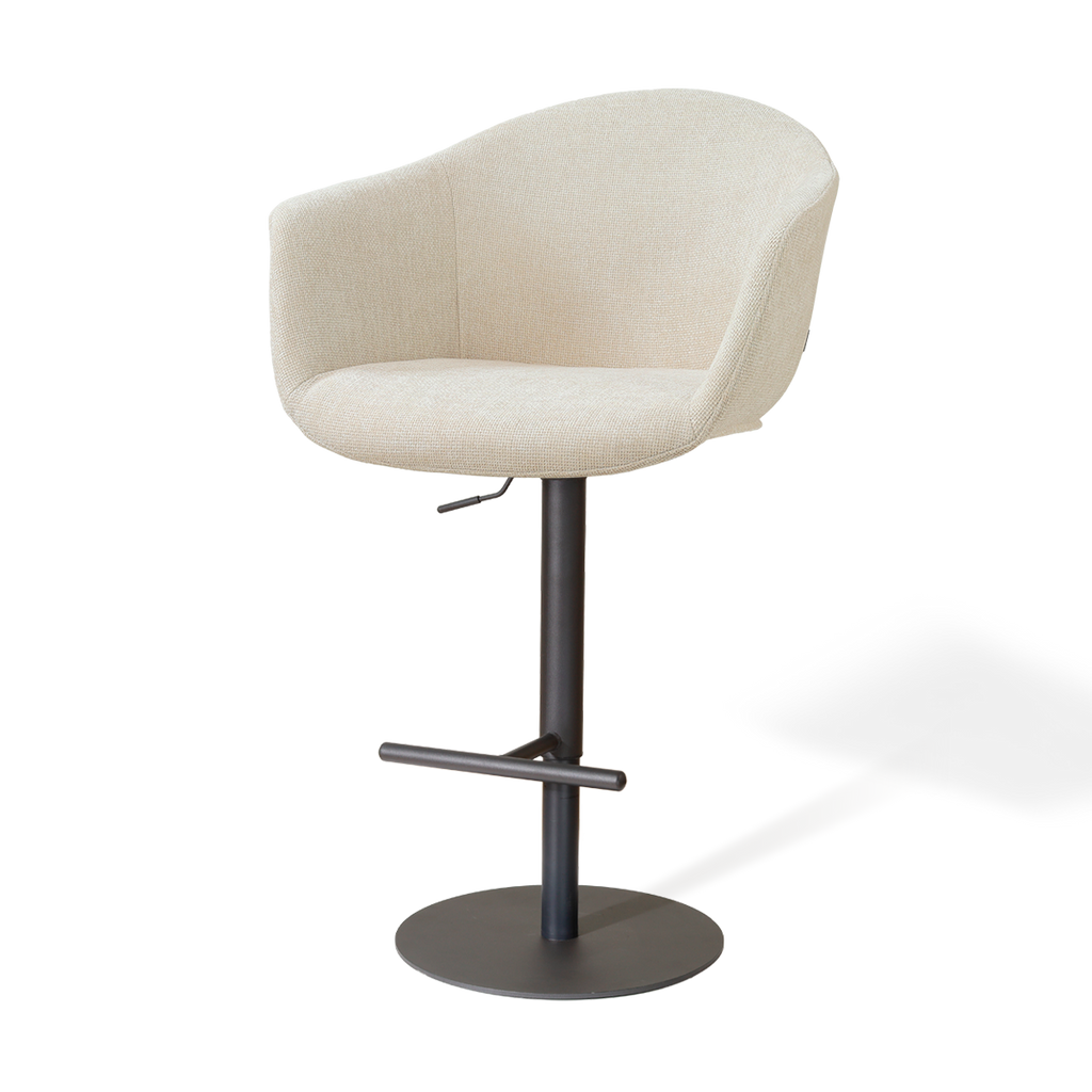 Niva-Otis draaibare tulp barkruk cottonbeige - verstelbaar - mat zwart onderstel