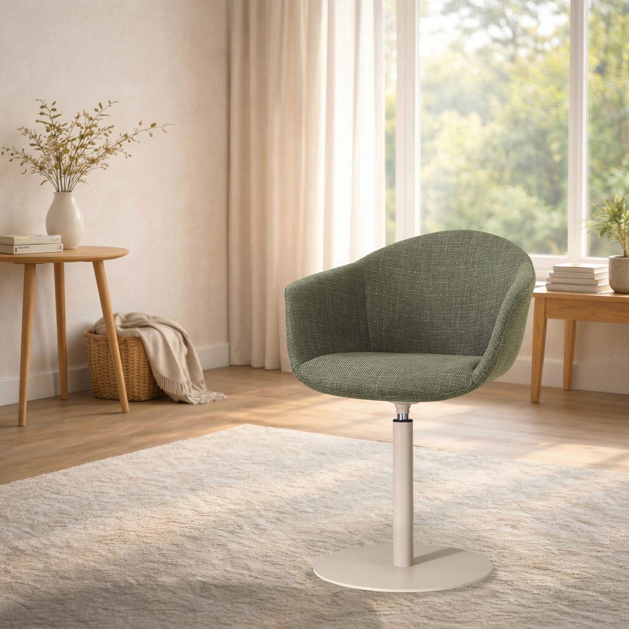Niva-Otis draaibare tulp eetkamerstoel forestgroen - beige onderstel