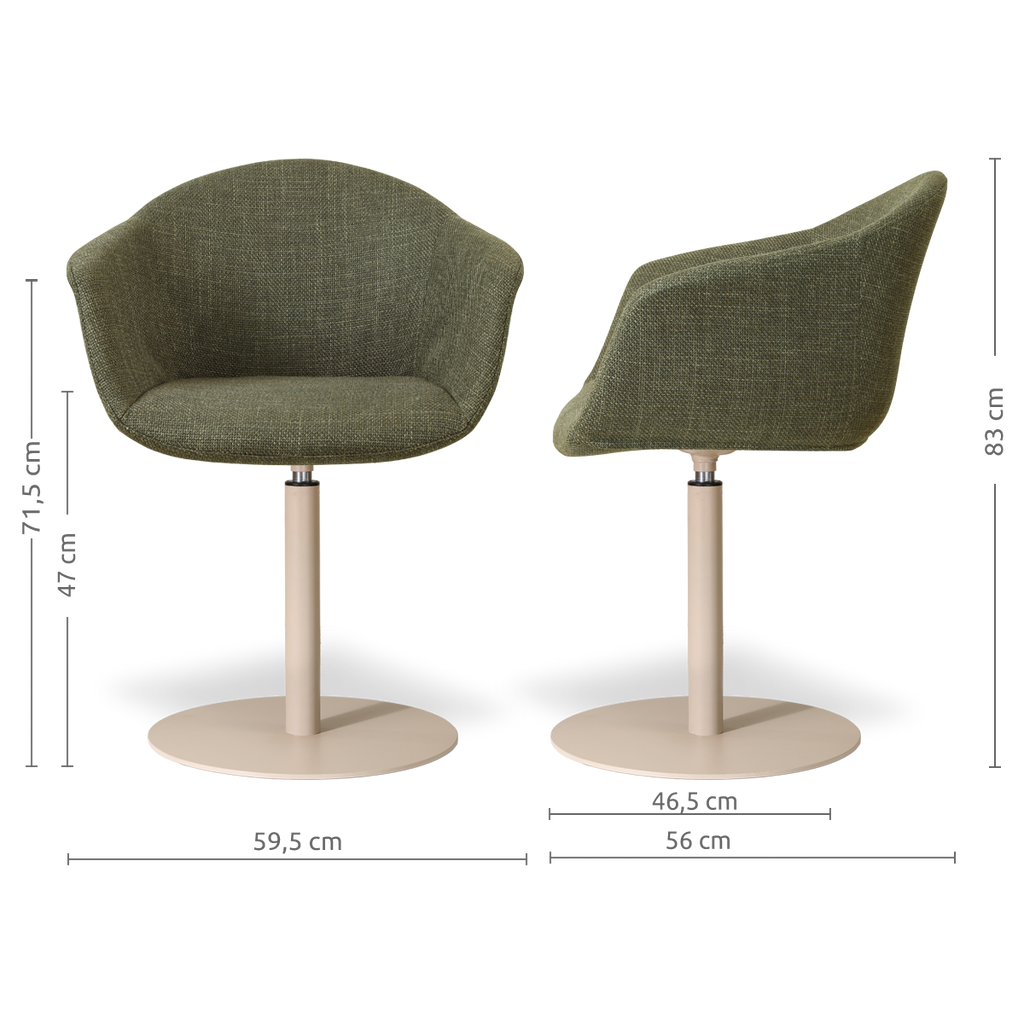 Niva-Otis draaibare tulp eetkamerstoel forestgroen - beige onderstel
