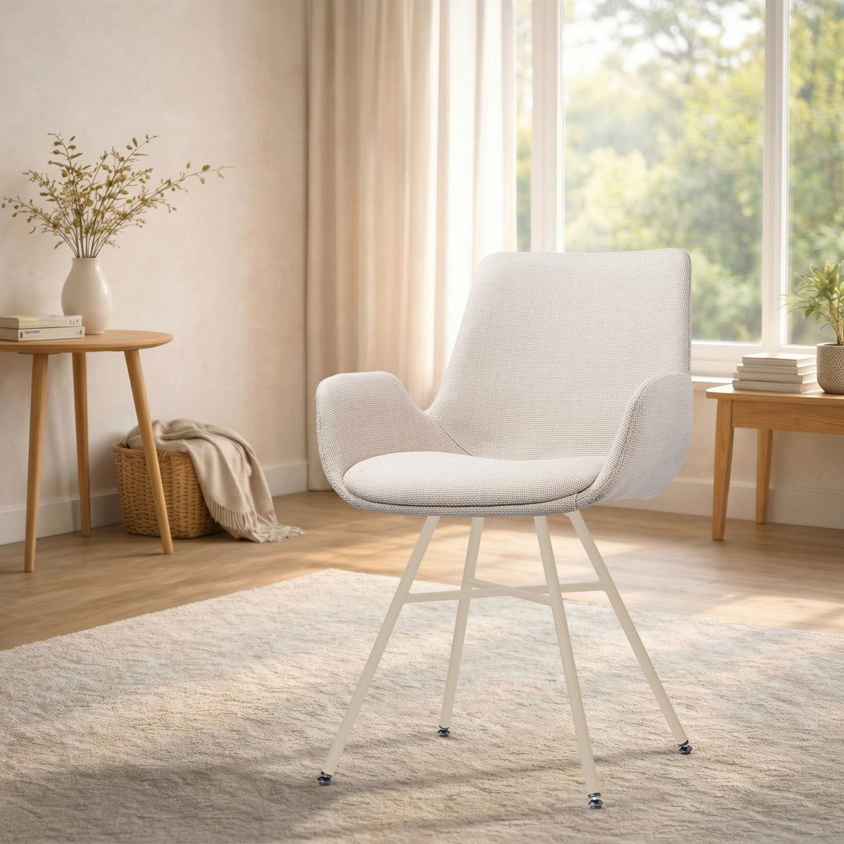 Noa-Eef eetkamerstoel beige - beige onderstel