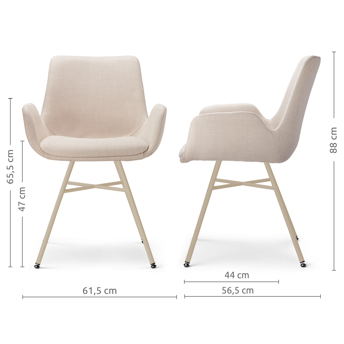Noa-Eef eetkamerstoel beige - beige onderstel