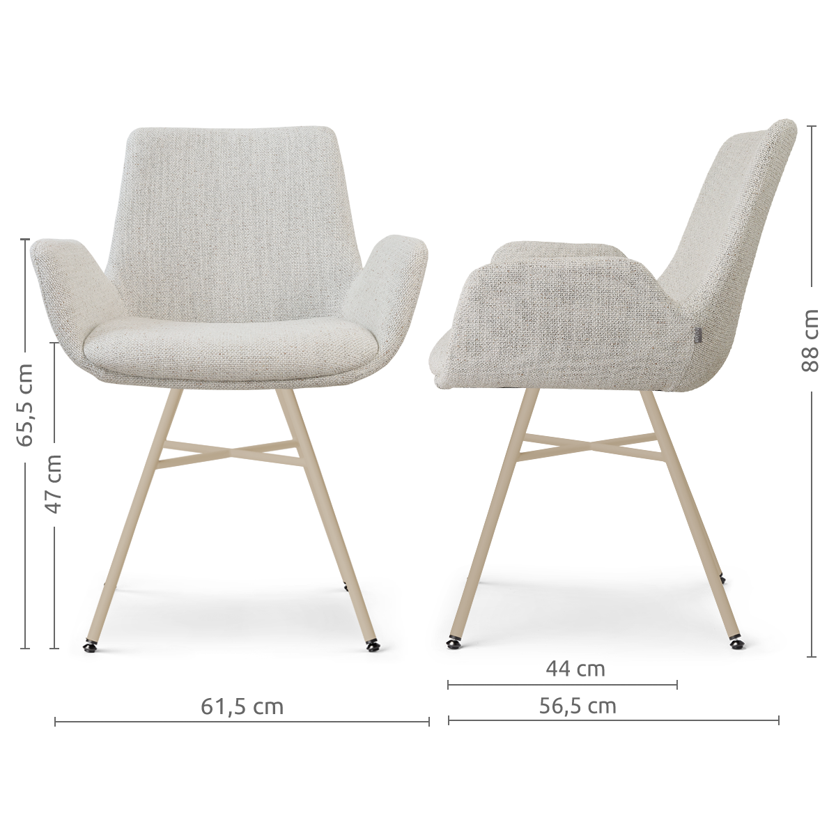 Noa-Eef eetkamerstoel beige gemêleerd - beige onderstel