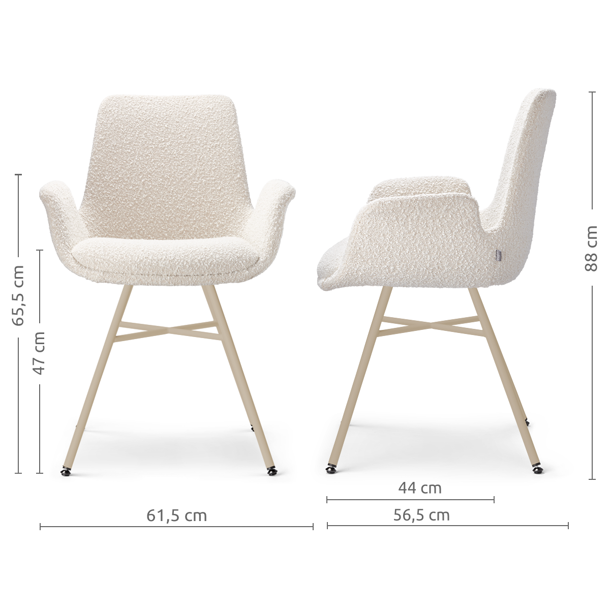 Noa-Eef eetkamerstoel bouclé beige - beige onderstel