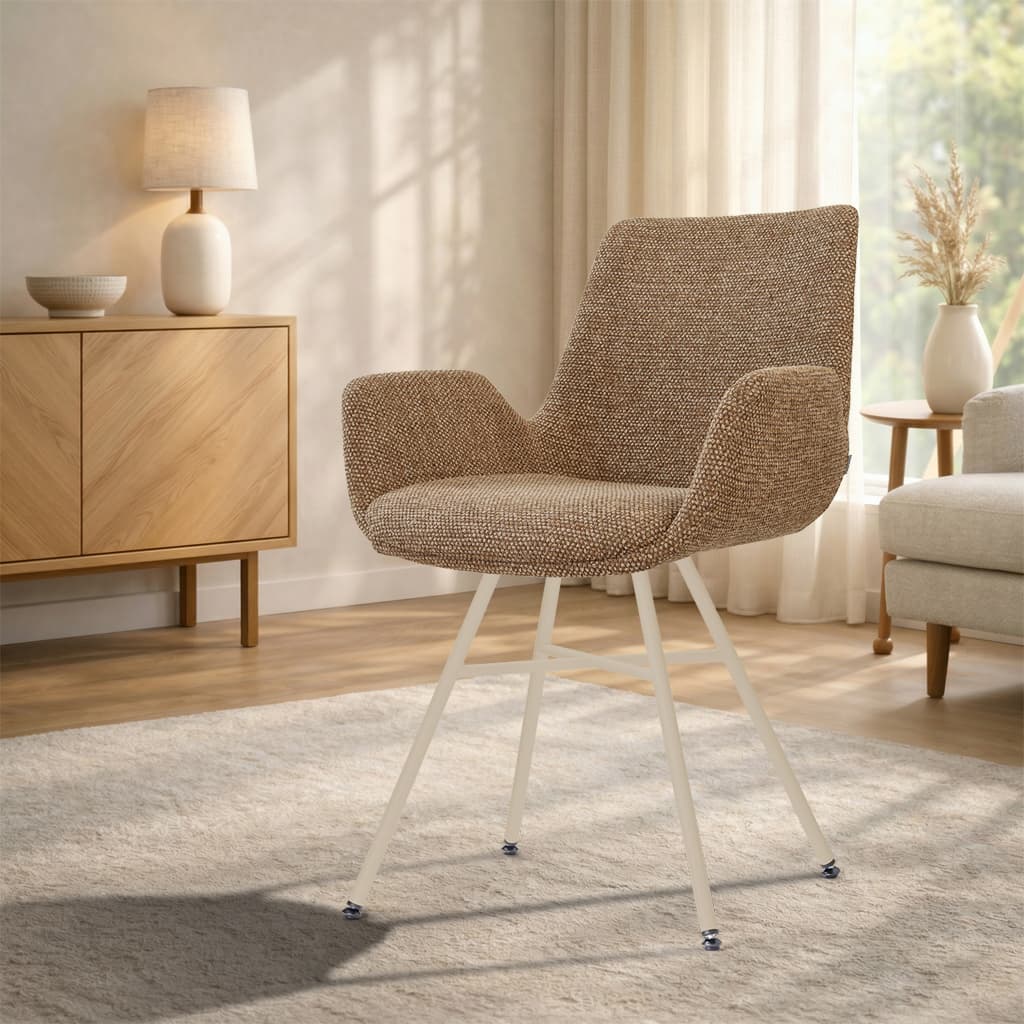 Noa-Eef eetkamerstoel bruin blend - beige onderstel