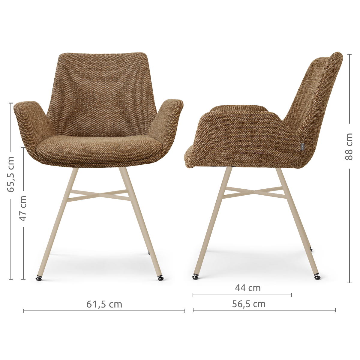 Noa-Eef eetkamerstoel bruin blend - beige onderstel