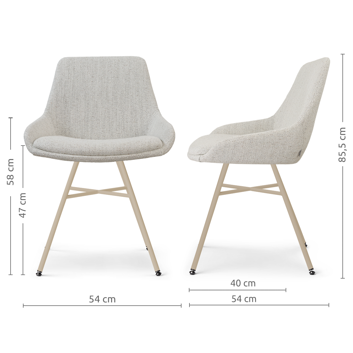 Noa-Isa eetkamerstoel beige gemêleerd - beige onderstel