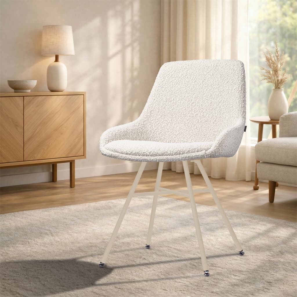 Noa-Isa eetkamerstoel bouclé beige - beige onderstel