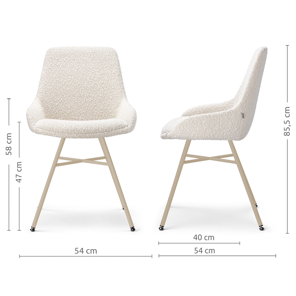 Noa-Isa eetkamerstoel bouclé beige - beige onderstel