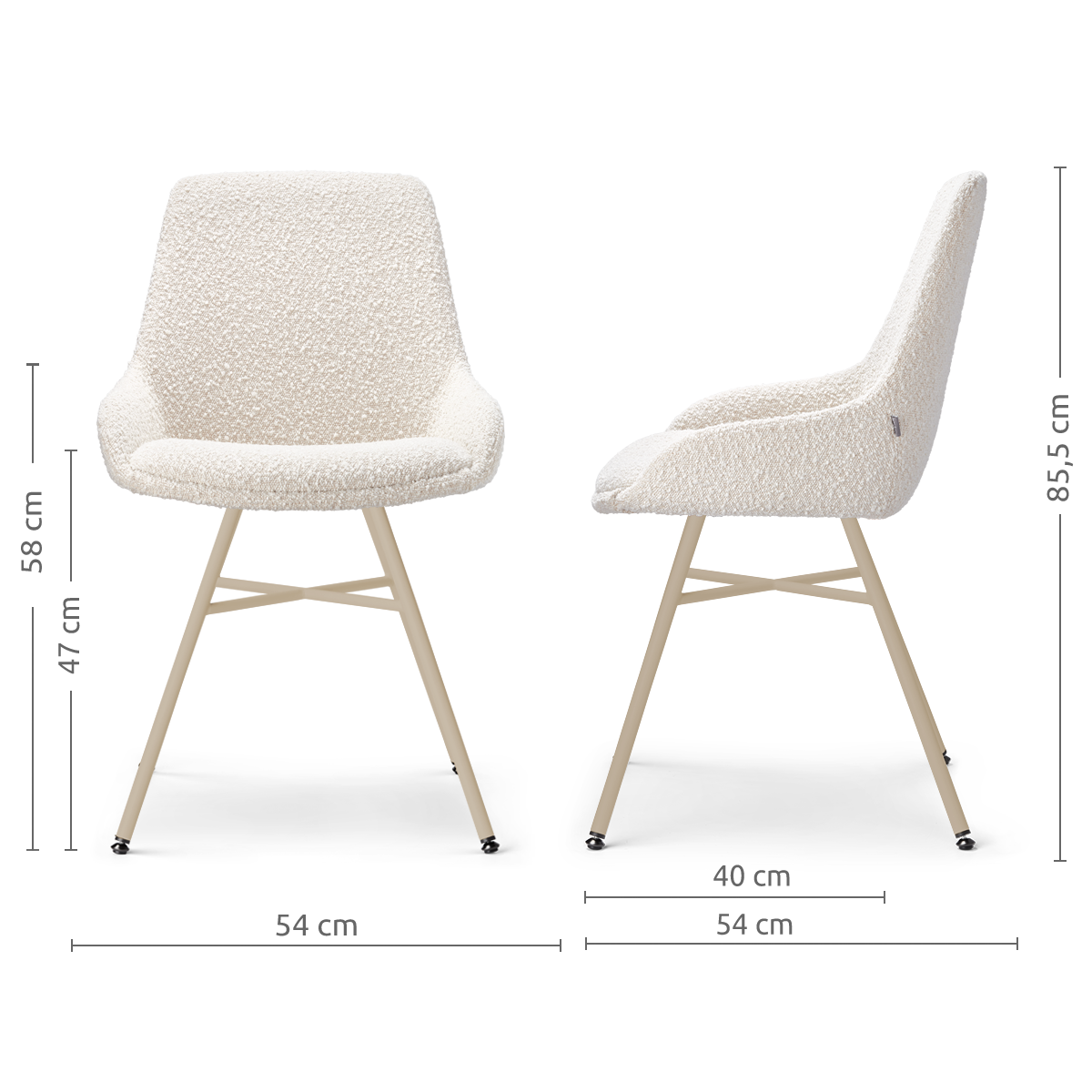 Noa-Isa eetkamerstoel bouclé beige - beige onderstel