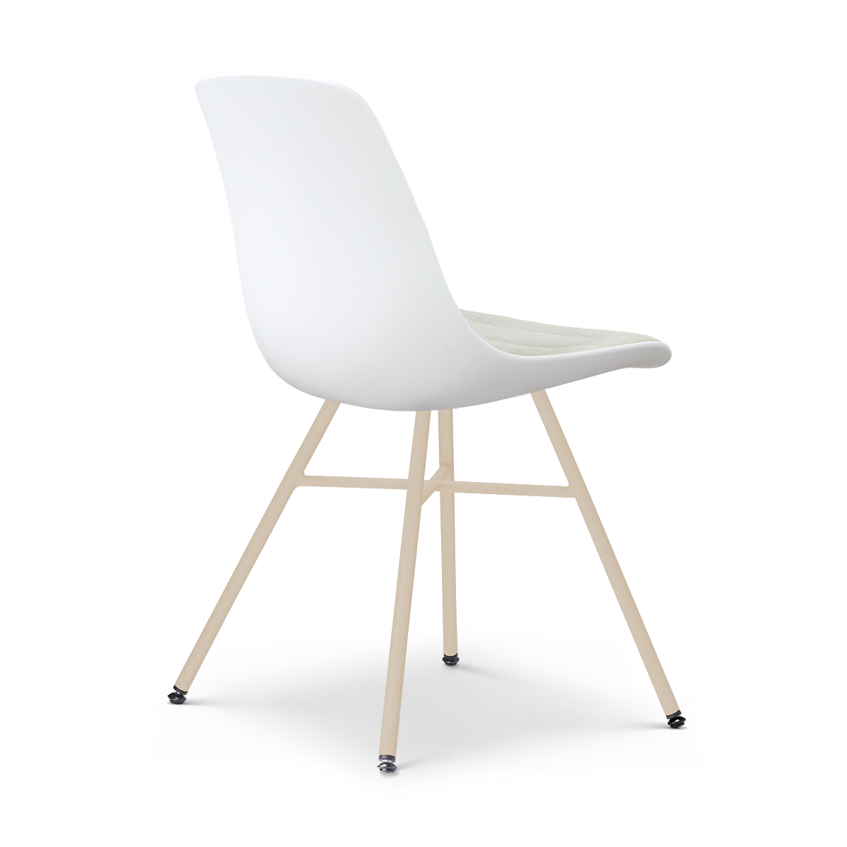 Noa-Liv eetkamerstoel wit met naturelbeige zitkussen - beige onderstel