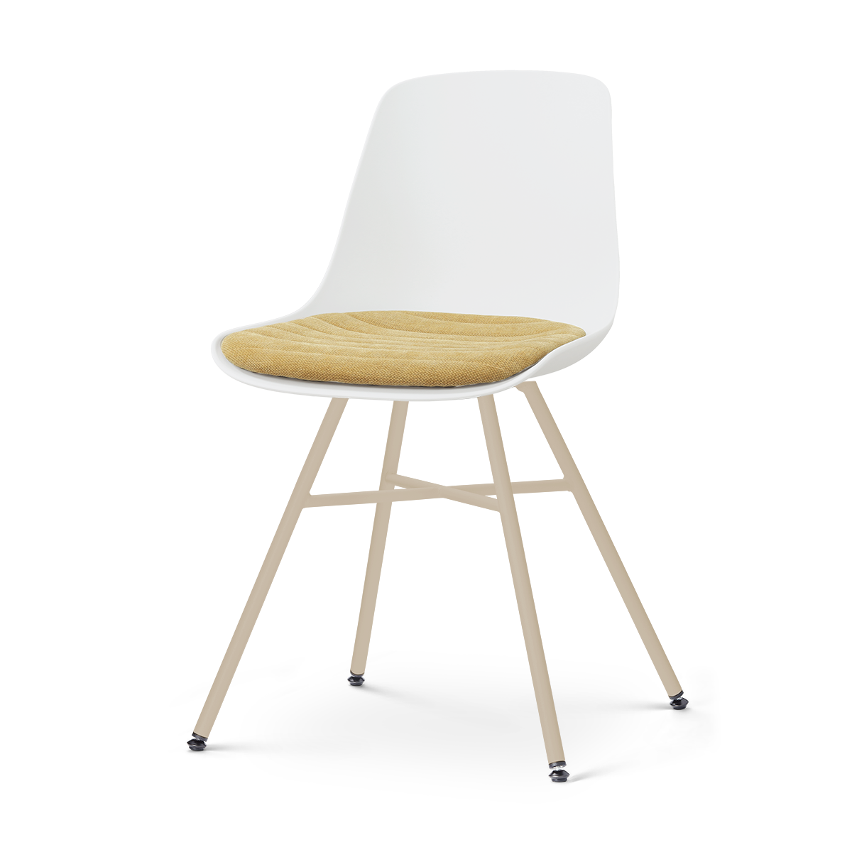Noa-Liv eetkamerstoel wit met warm oker zitkussen - beige onderstel