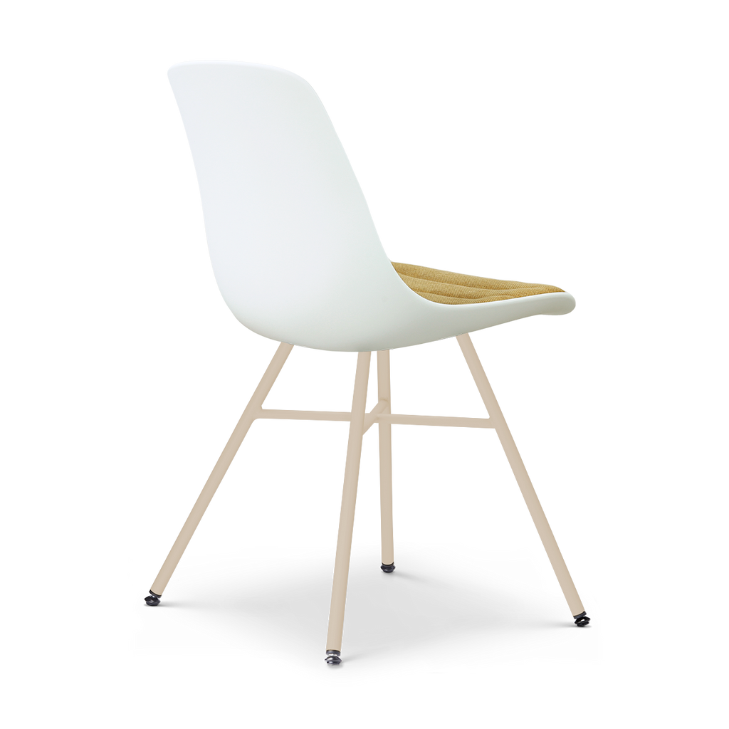 Noa-Liv eetkamerstoel wit met warm oker zitkussen - beige onderstel