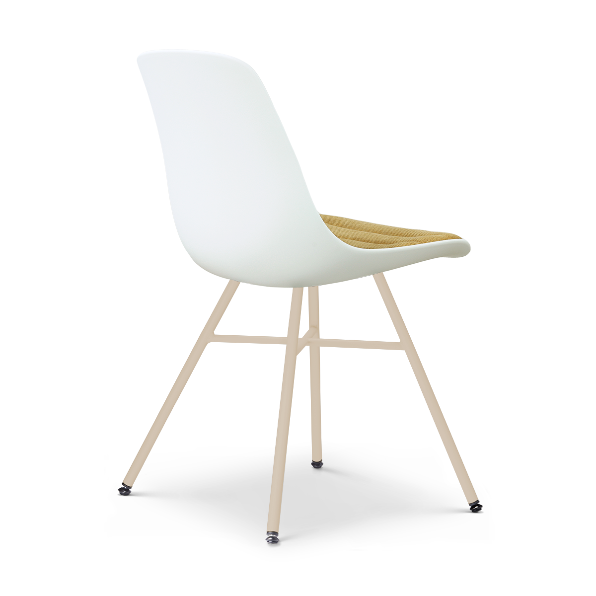 Noa-Liv eetkamerstoel wit met warm oker zitkussen - beige onderstel
