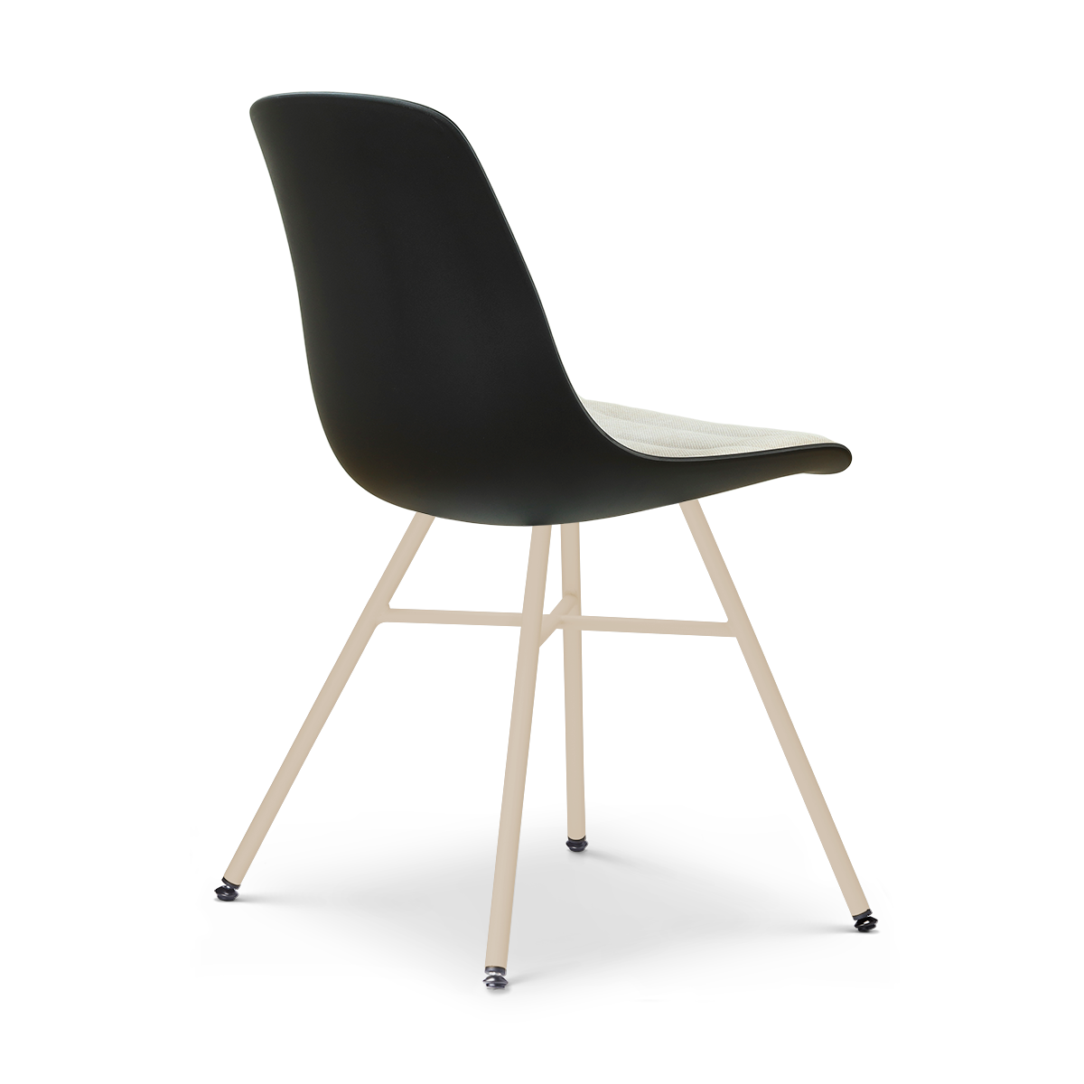 Noa-Liv eetkamerstoel zwart met naturelbeige zitkussen - beige onderstel