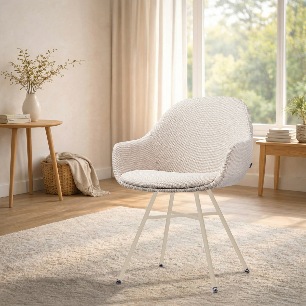 Noa-Mae eetkamerstoel beige - beige onderstel