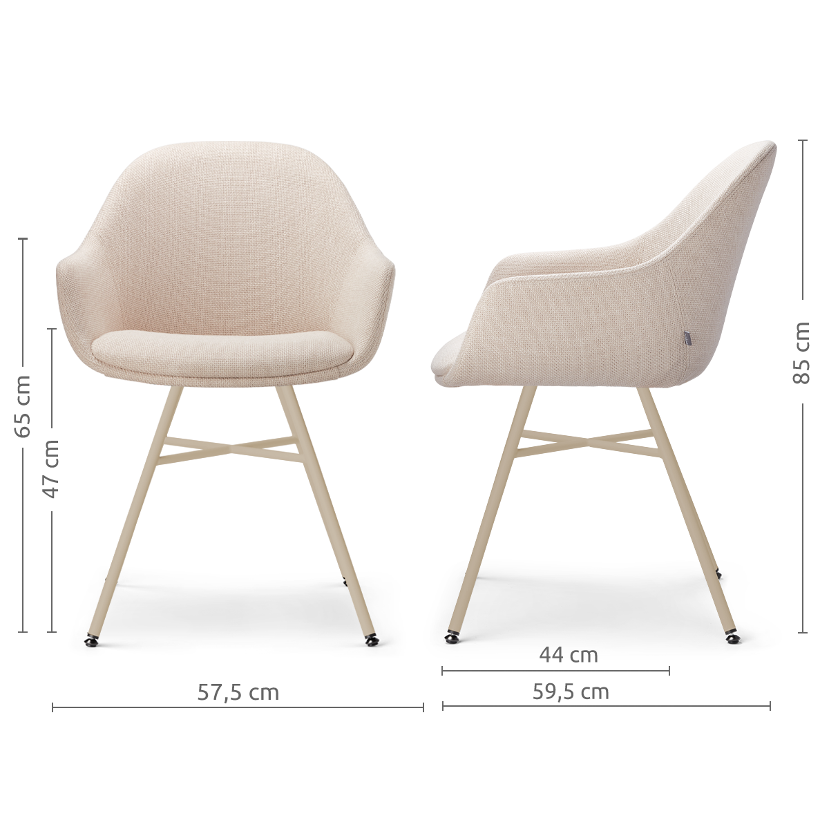 Noa-Mae eetkamerstoel beige - beige onderstel