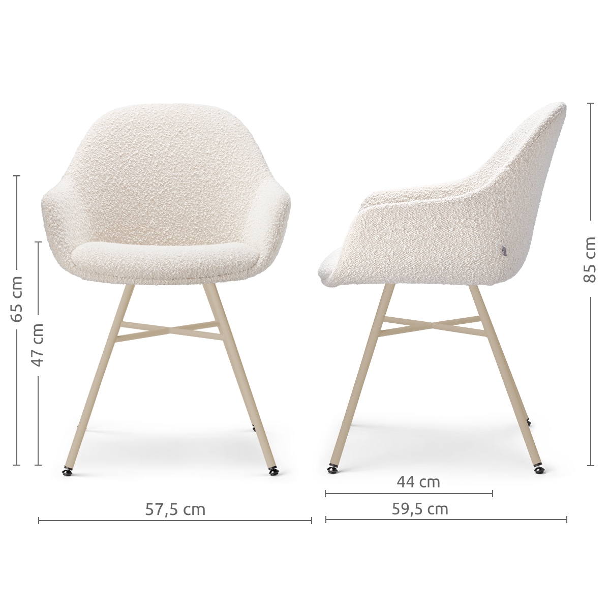 Noa-Mae eetkamerstoel bouclé beige - beige onderstel