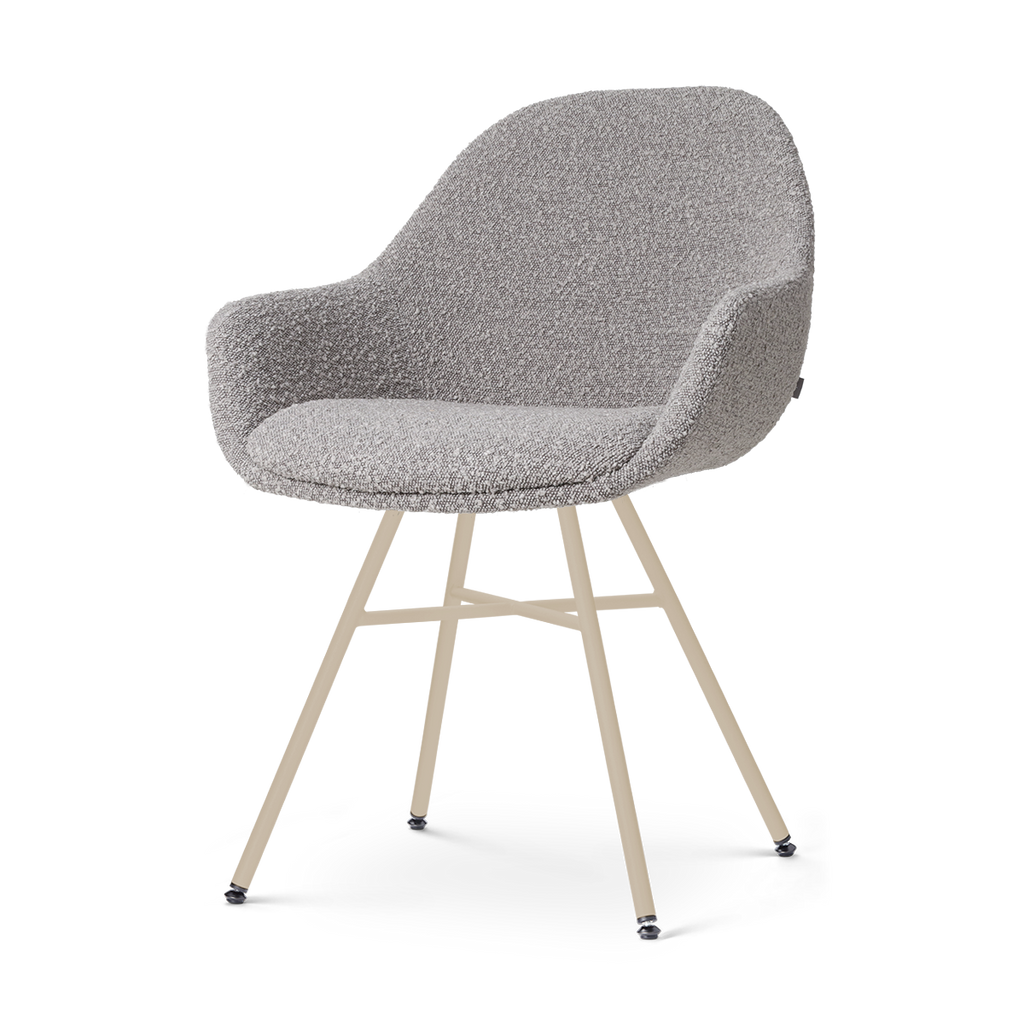 Noa-Mae eetkamerstoel bouclé taupe - beige onderstel
