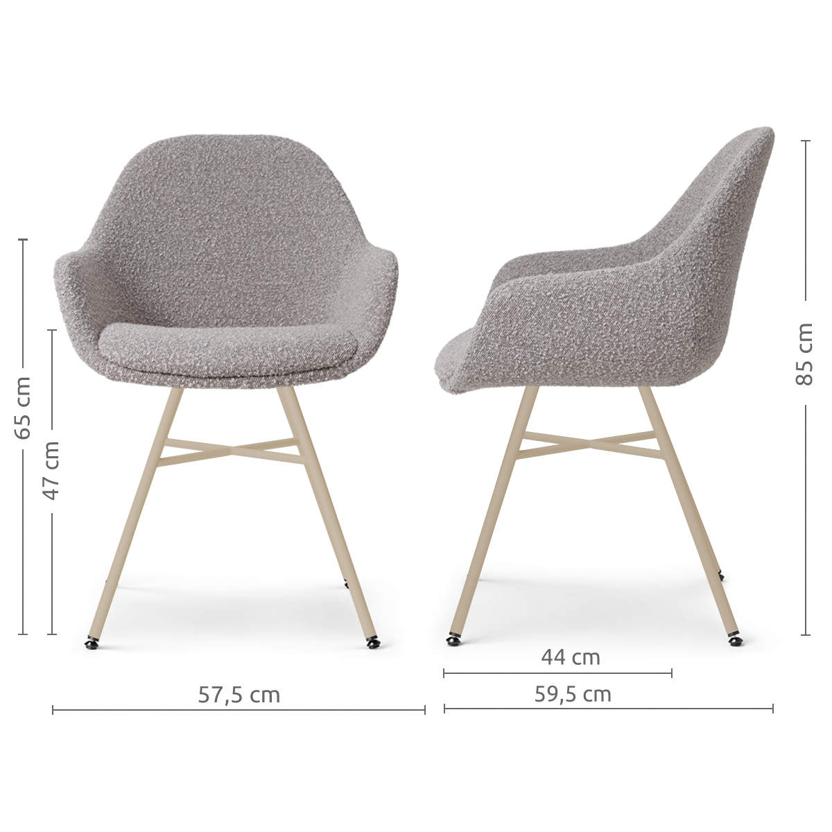 Noa-Mae eetkamerstoel bouclé taupe - beige onderstel