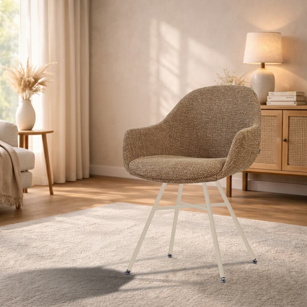 Noa-Mae eetkamerstoel bruin blend - beige onderstel