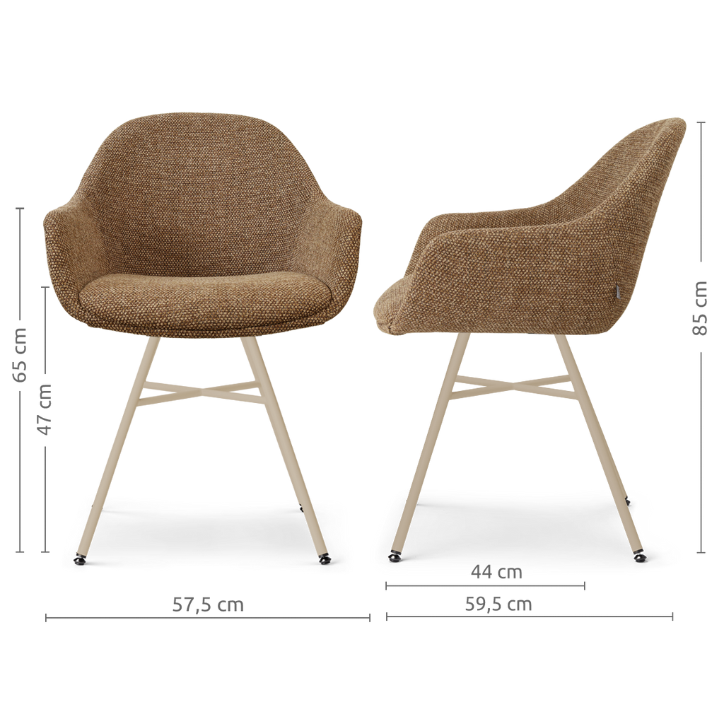 Noa-Mae eetkamerstoel bruin blend - beige onderstel