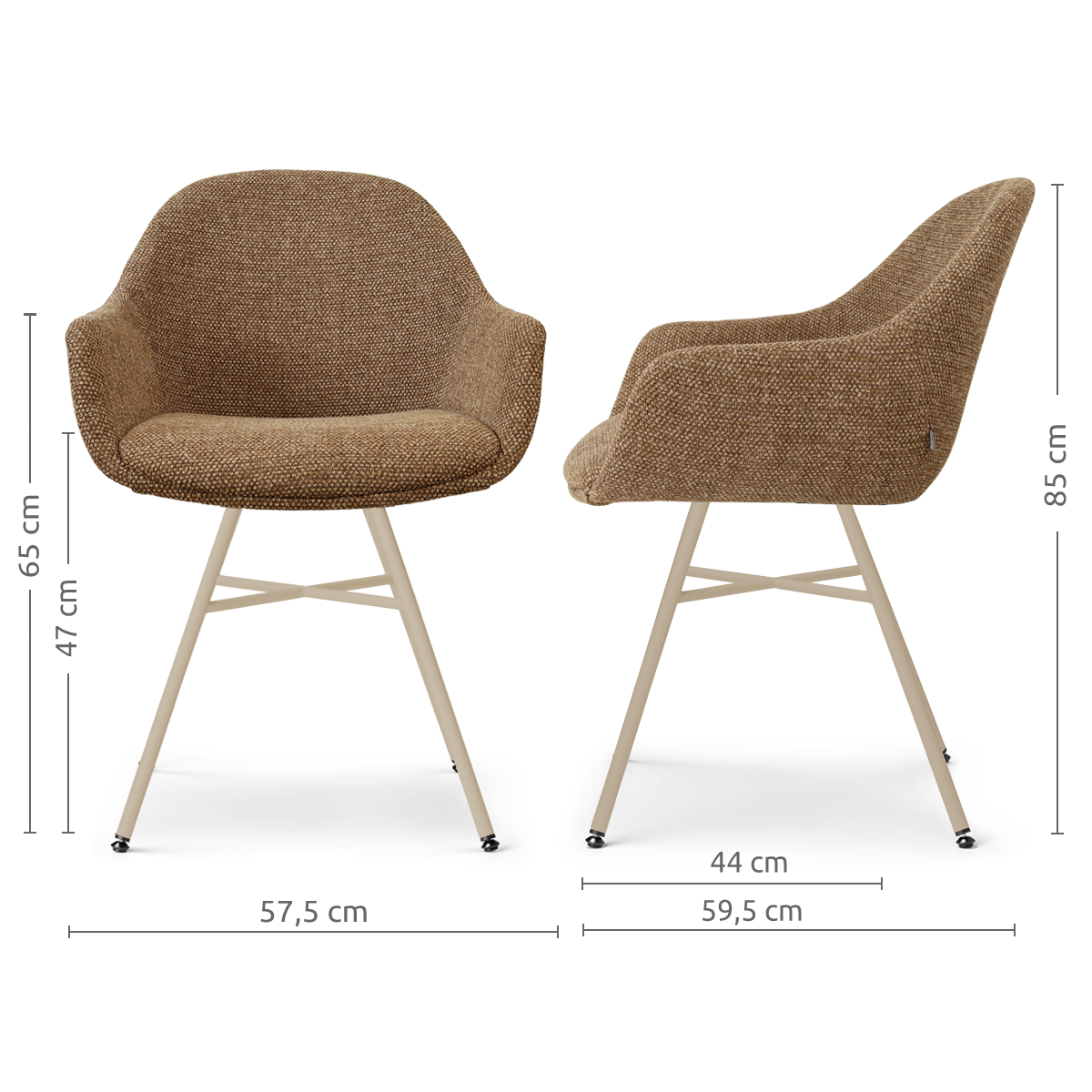 Noa-Mae eetkamerstoel bruin blend - beige onderstel