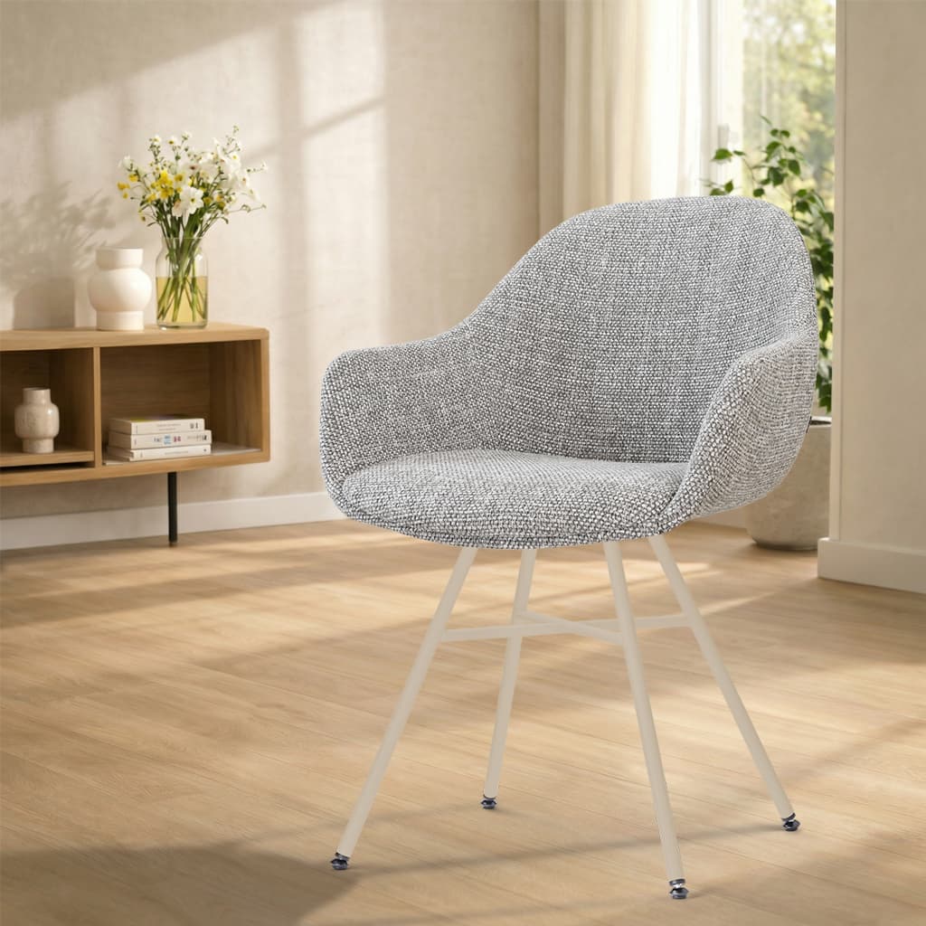 Noa-Mae eetkamerstoel grijs blend - beige onderstel