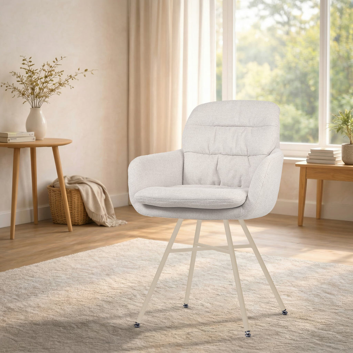 Noa-Mia eetkamerstoel beige - beige onderstel