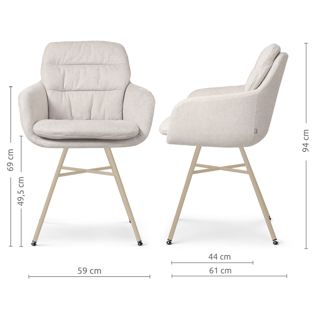 Noa-Mia eetkamerstoel beige - beige onderstel