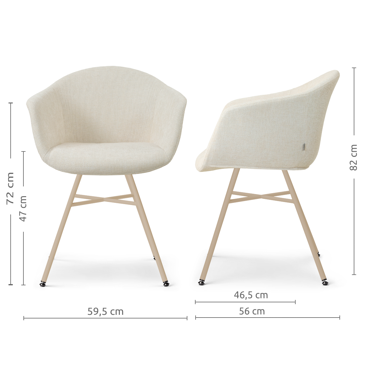 Noa-Otis eetkamerstoel cottonbeige - beige onderstel