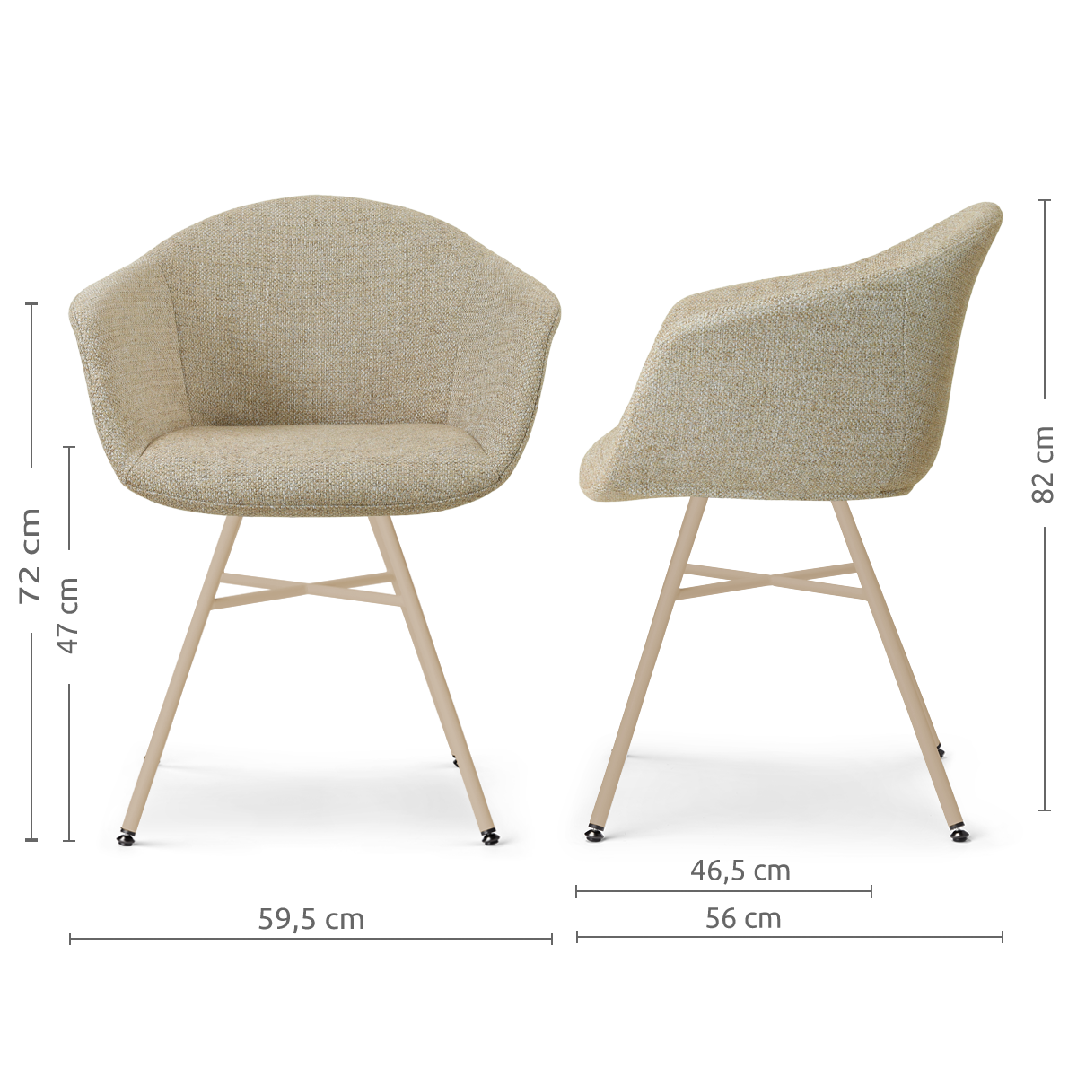 Noa-Otis eetkamerstoel taupe melange - beige onderstel
