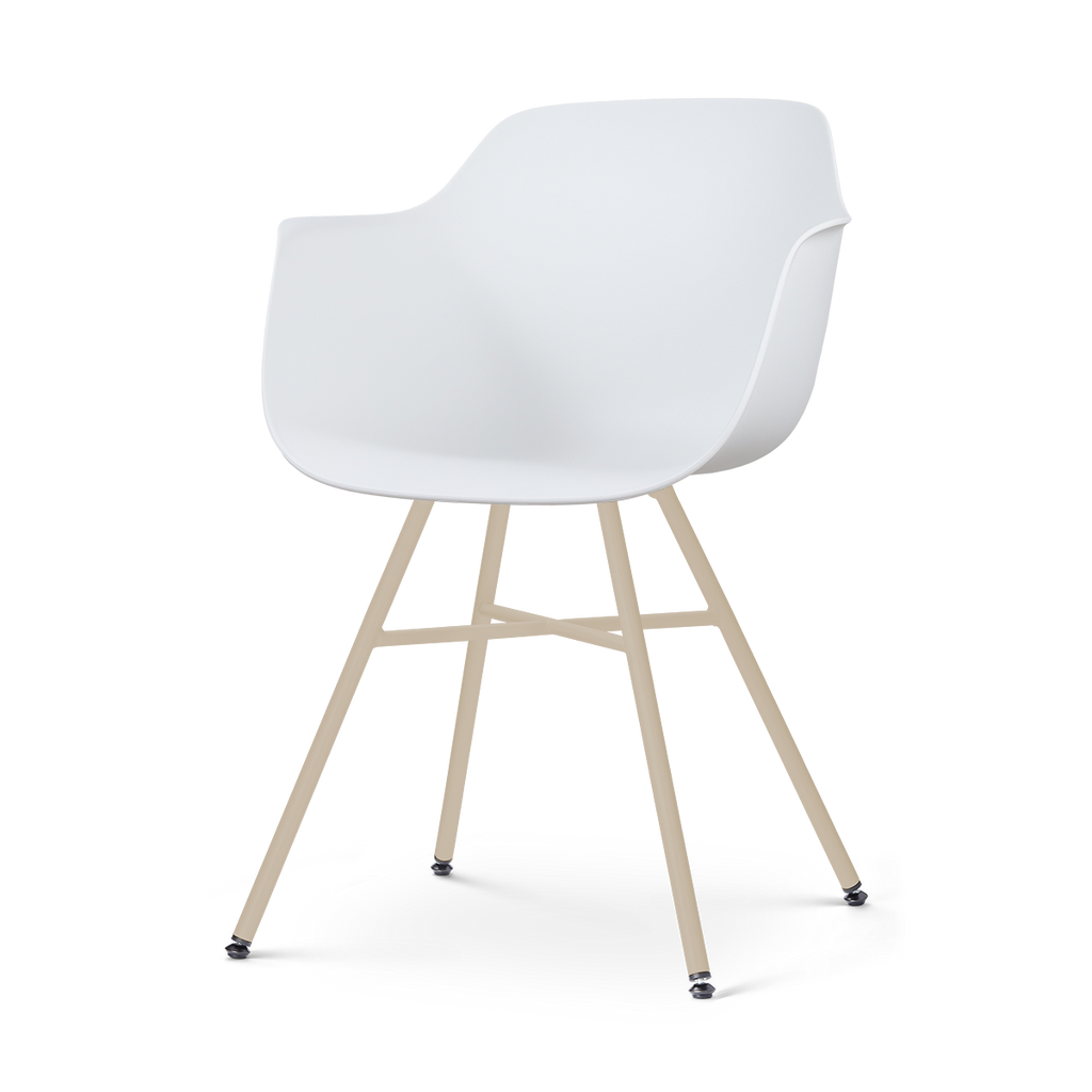 Noa-Puk eetkamerstoel wit - beige onderstel