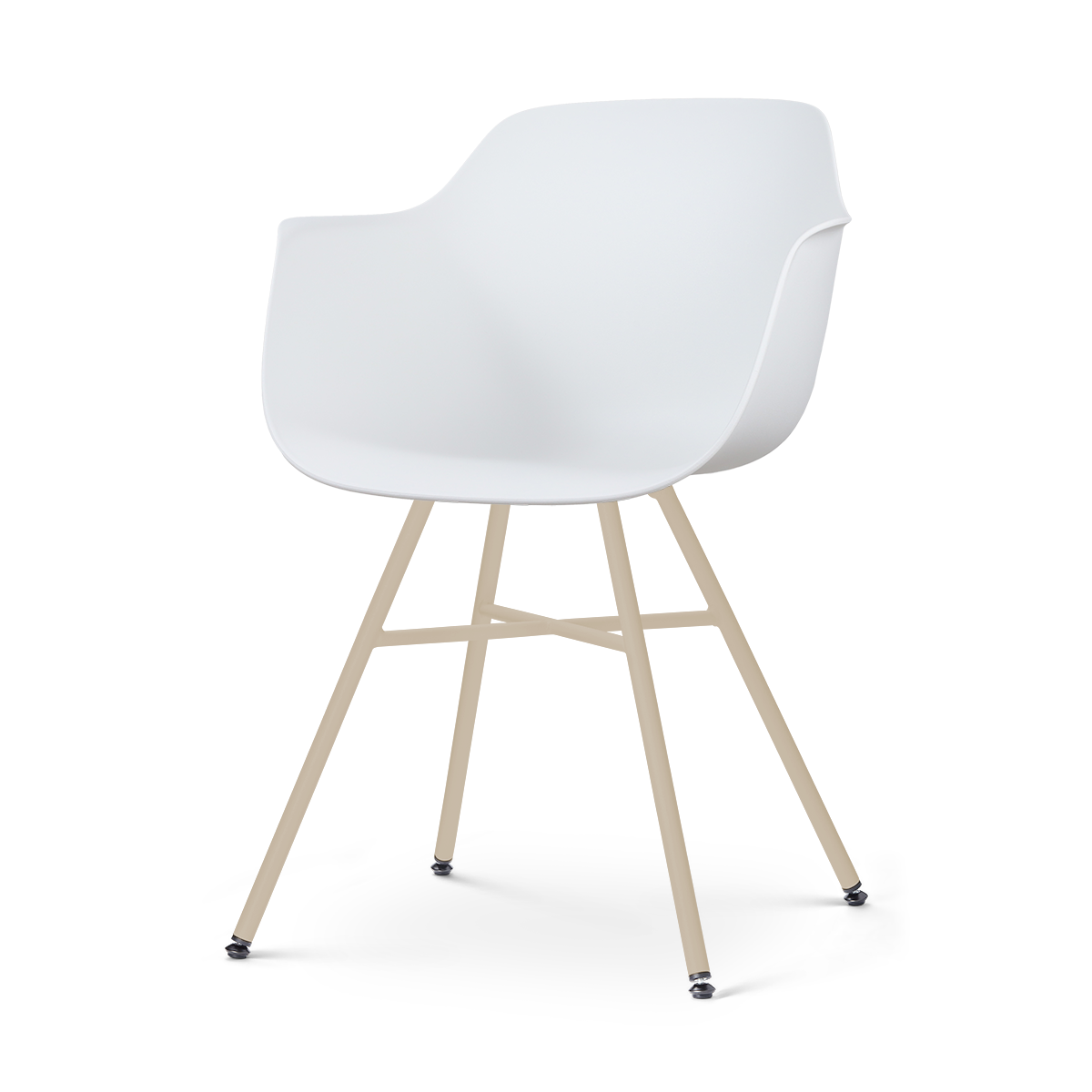 Noa-Puk eetkamerstoel wit - beige onderstel