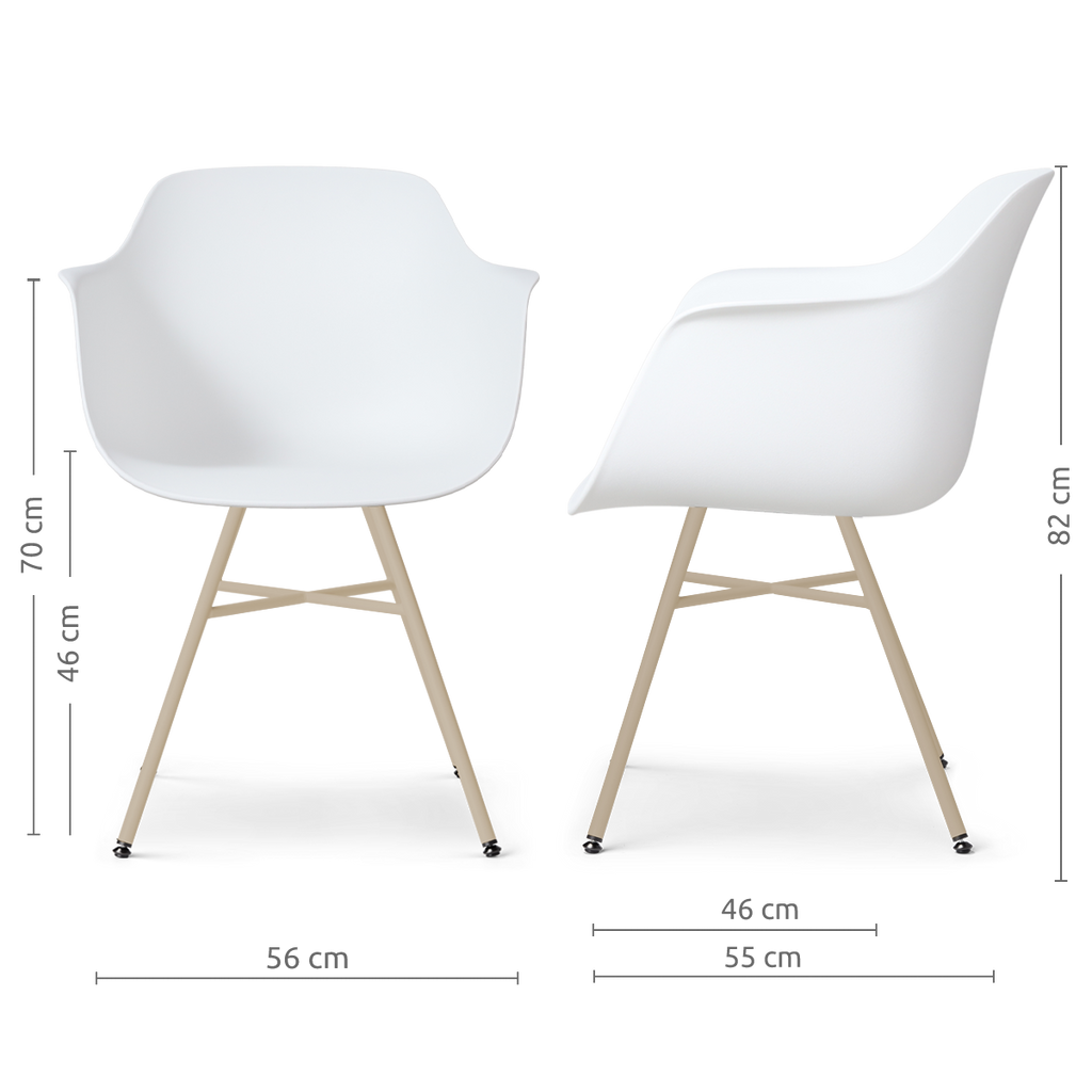 Noa-Puk eetkamerstoel wit - beige onderstel