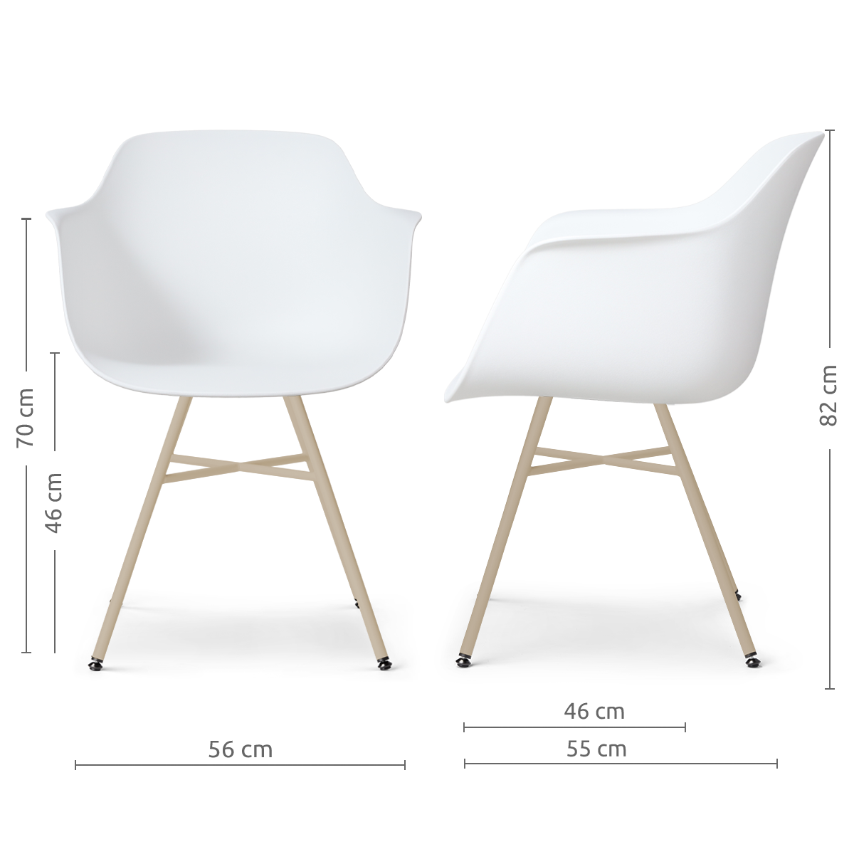 Noa-Puk eetkamerstoel wit - beige onderstel