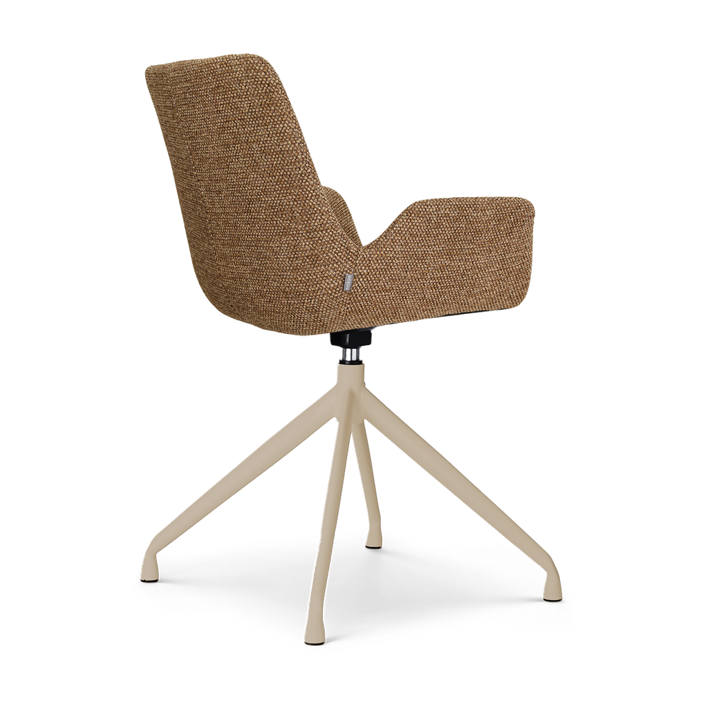 Nola-Eef draaibare eetkamerstoel bruin blend - beige onderstel