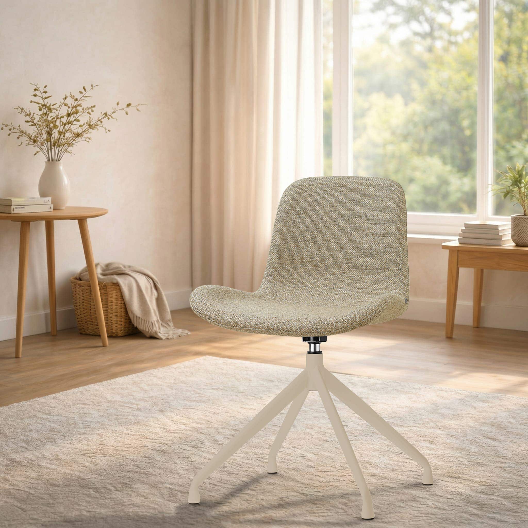 Nola-Fé draaibare eetkamerstoel taupe melange - beige onderstel