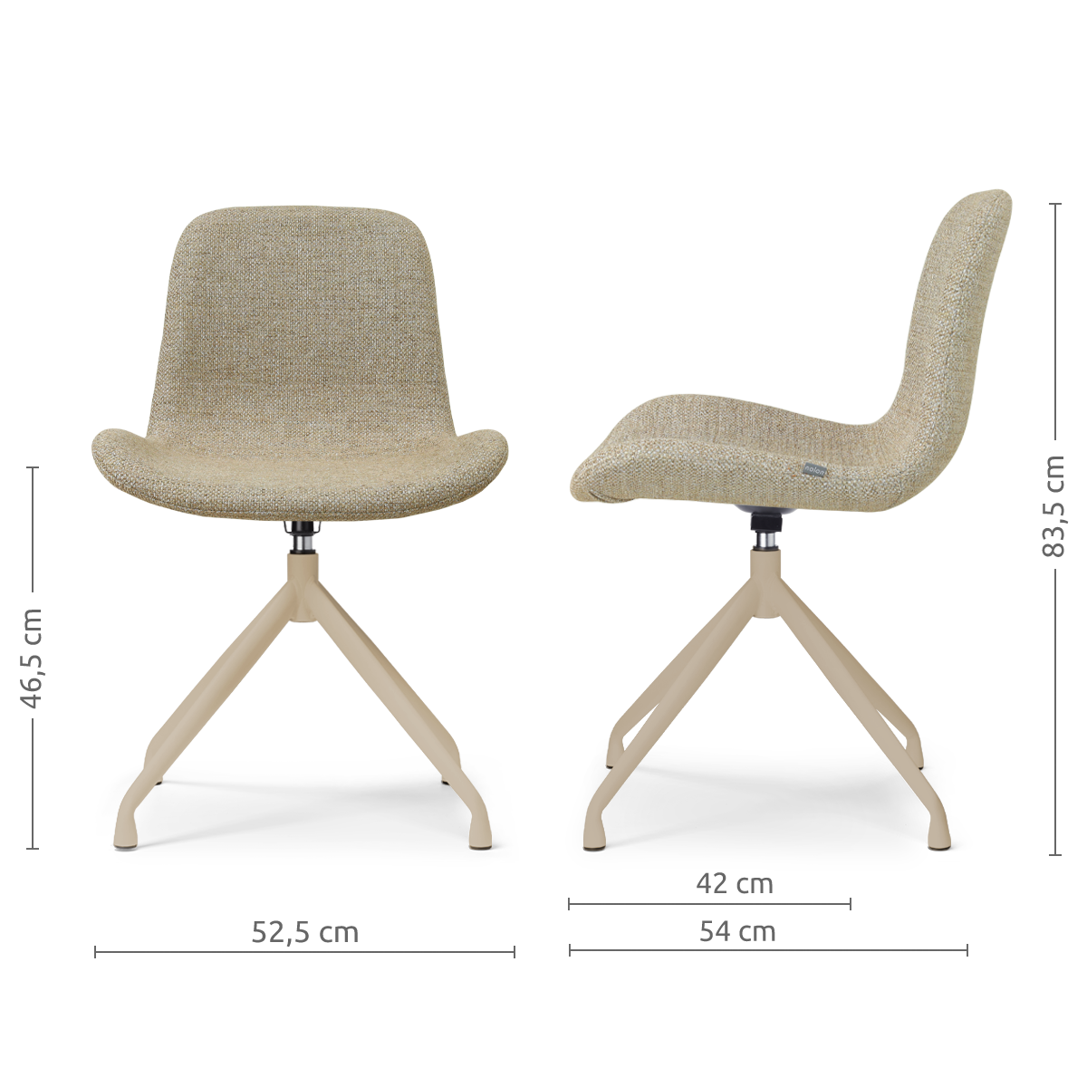 Nola-Fé draaibare eetkamerstoel taupe melange - beige onderstel