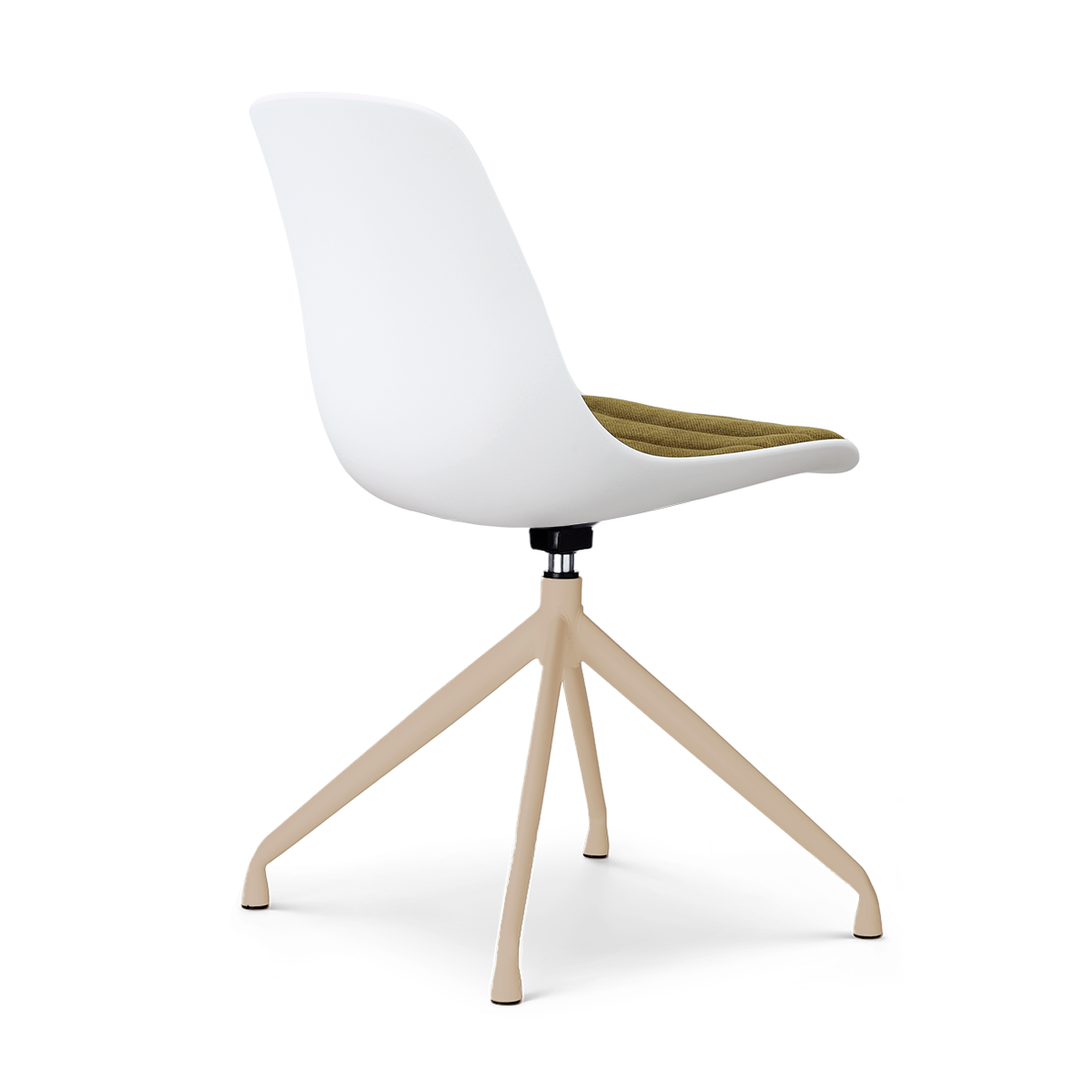 Nola-Liv draaibare eetkamerstoel wit met mosgroen zitkussen - beige onderstel