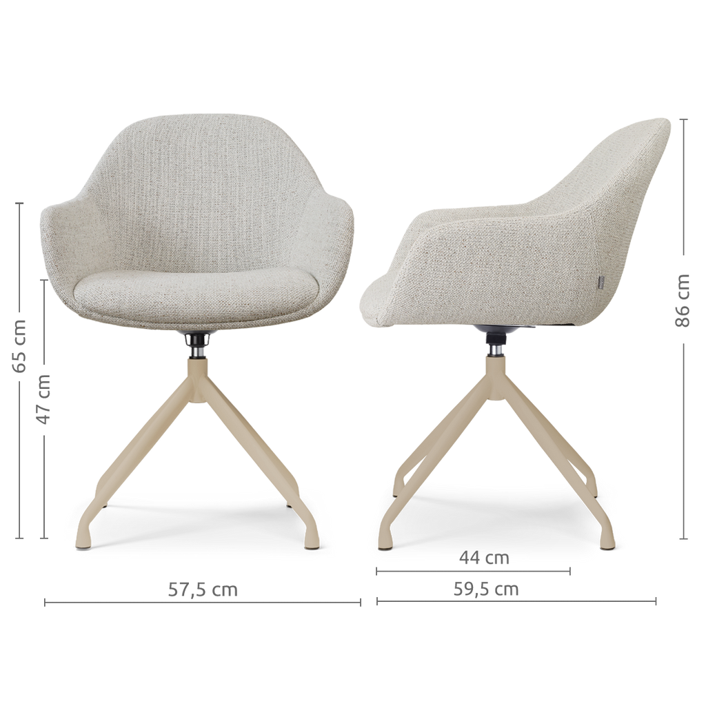 Nola-Mae draaibare eetkamerstoel beige gemêleerd - beige onderstel