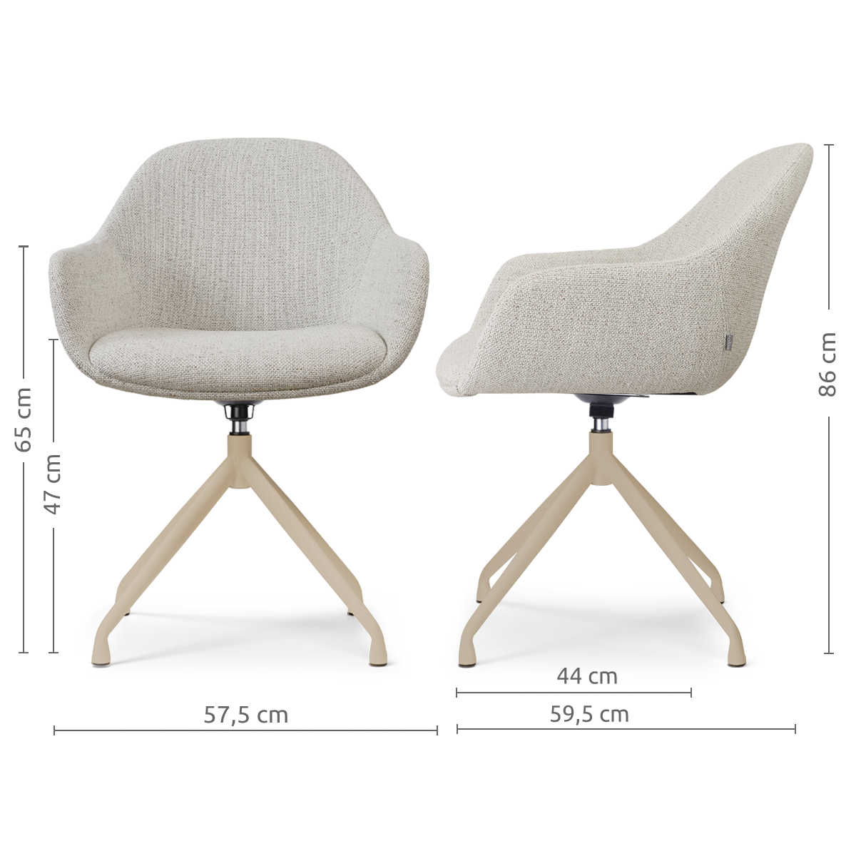 Nola-Mae draaibare eetkamerstoel beige gemêleerd - beige onderstel