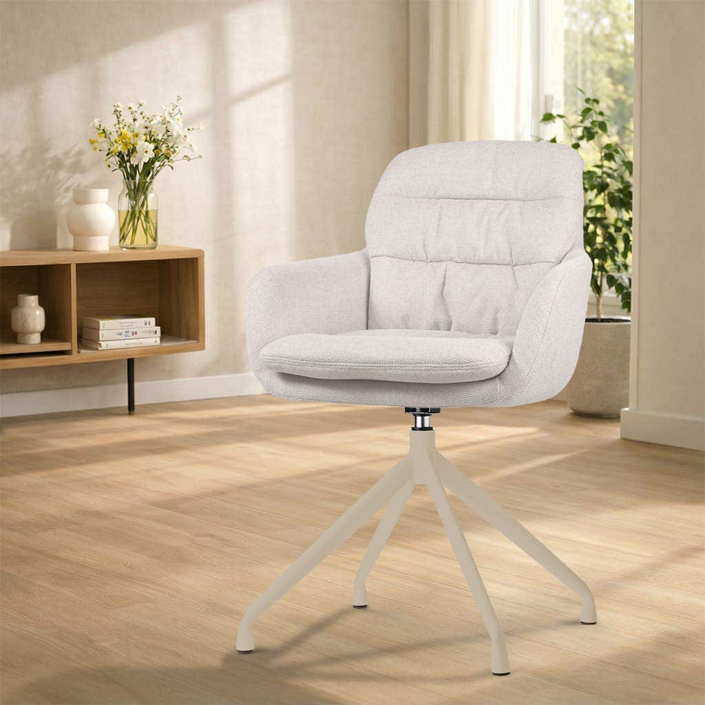 Nola-Mia draaibare eetkamerstoel beige - beige onderstel