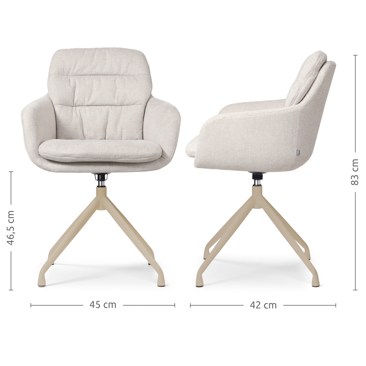 Nola-Mia draaibare eetkamerstoel beige - beige onderstel