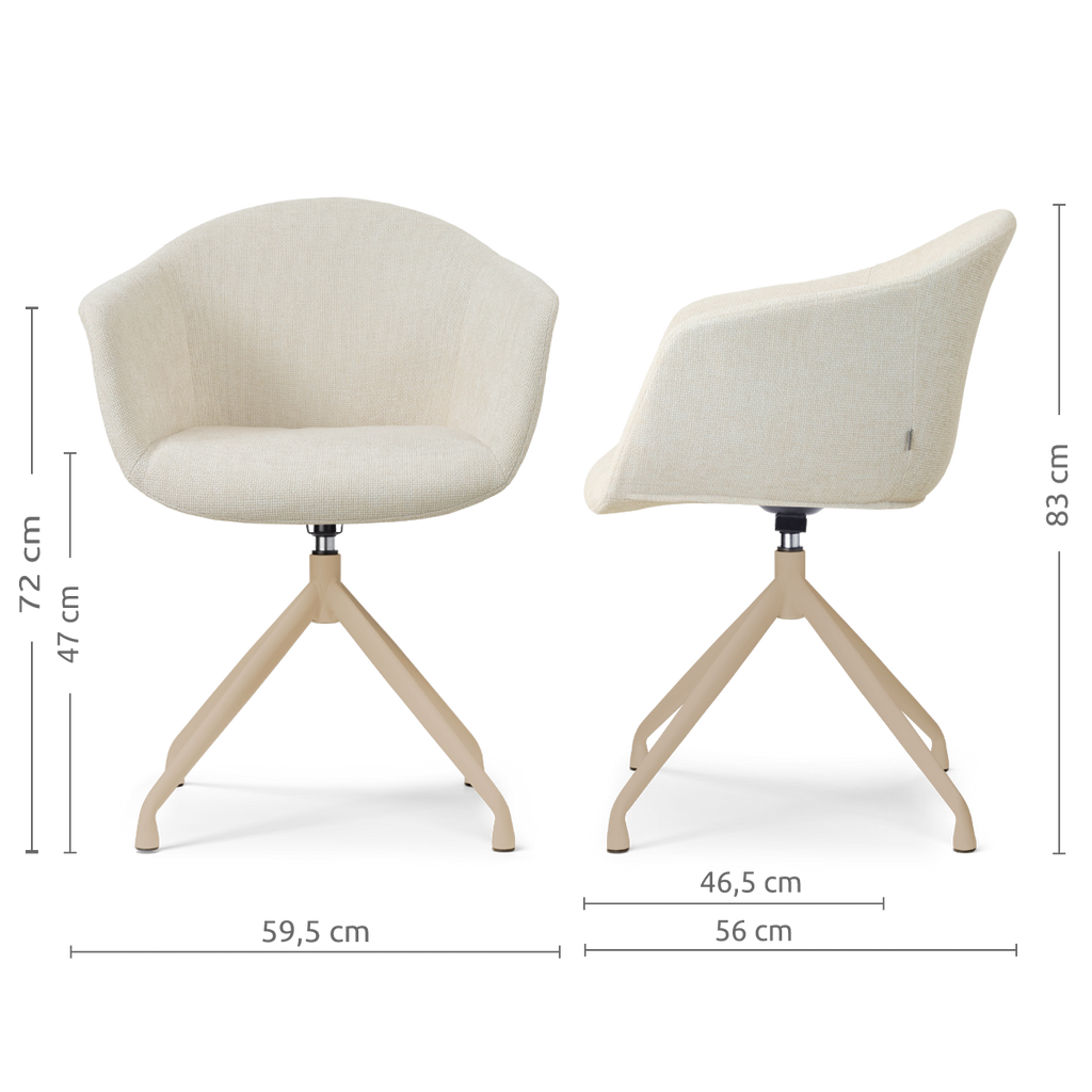 Nola-Otis draaibare eetkamerstoel cottonbeige - beige onderstel