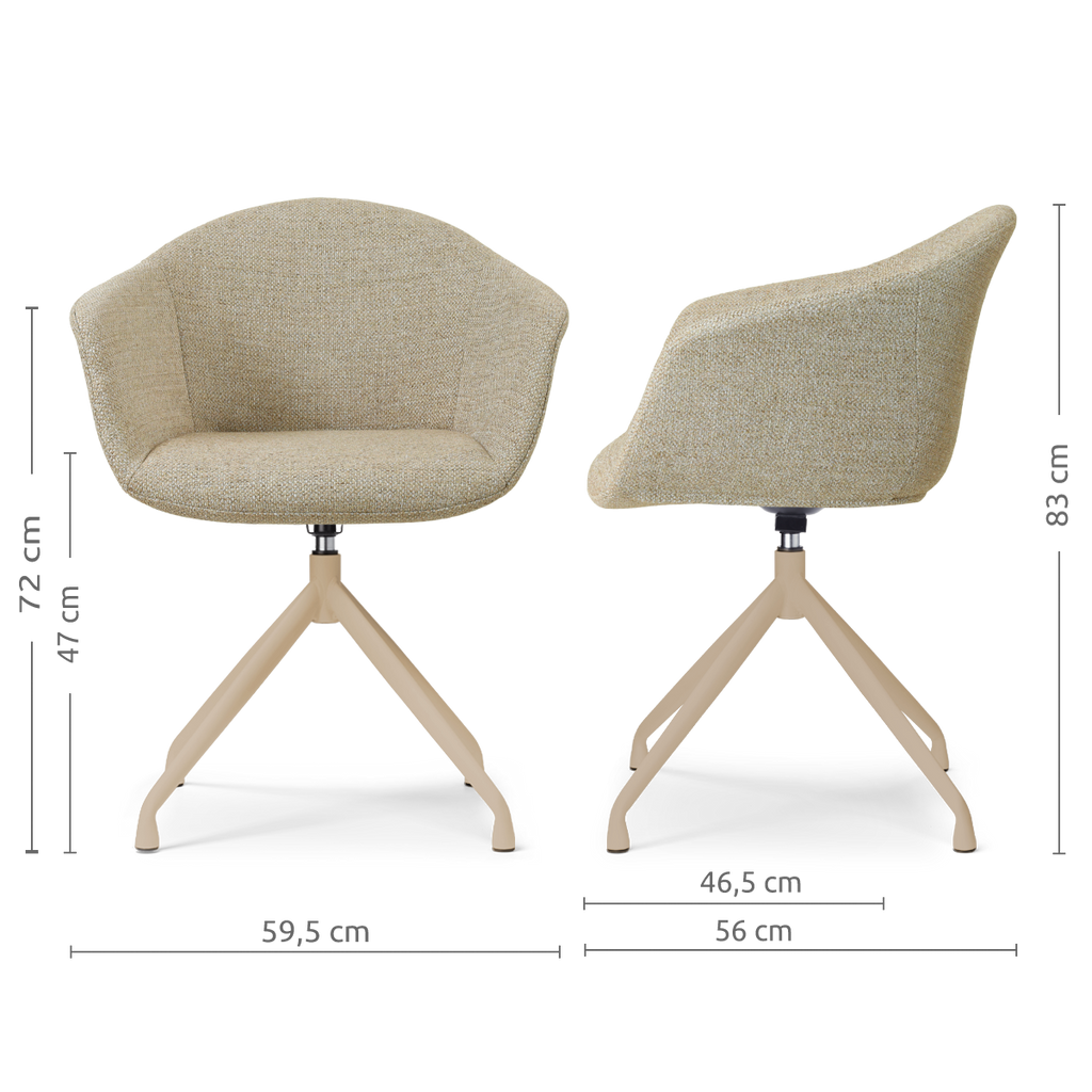 Nola-Otis draaibare eetkamerstoel taupe melange - beige onderstel