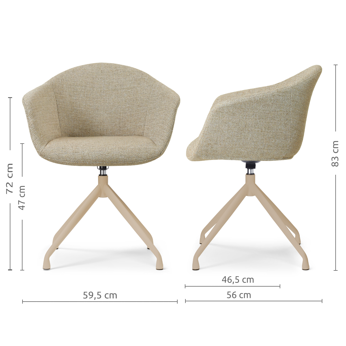 Nola-Otis draaibare eetkamerstoel taupe melange - beige onderstel